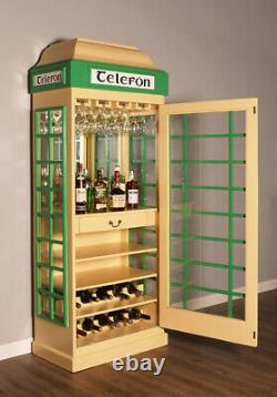 Drinks Cabinet Iconic Irish Telephone Box Style Bar in Ivory and Green