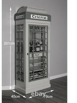 Drinks Cabinet Iconic Irish Telephone Box Style Bar in Ivory and Green
