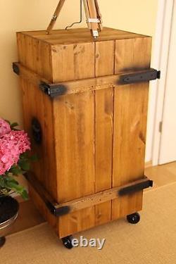 Drinks Cabinet Wardrobe Vintage Shabby Chic Solid Wood on Casters
