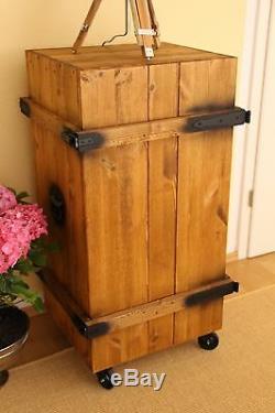 Drinks Cabinet Wardrobe Vintage Shabby Chic Style Wooden Box Cargo Chest Braun