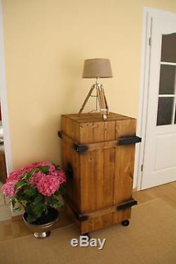 Drinks Cabinet Wardrobe Vintage Shabby Chic Style Wooden Box Cargo Chest Braun