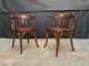Eb2006 Pair Of Czech Bent Stained Beech Carver Dining Chairs Vintage Mid-century