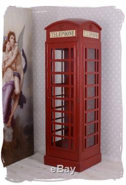 ENGLISH PHONE BOX GLASS CABINET SHELF RED TELEPHONE BOOTH LONDON SHOWCASE Wood