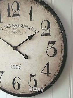 EXTRA LARGE 60cm ANTIQUE FRENCH VINTAGE STYLE WALL CLOCK SHABBY CHIC NEW & BOXED