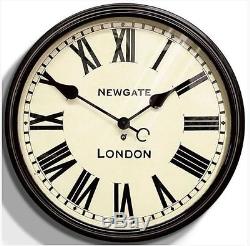 EXTRA LARGE Newgate Station Black Shabby Chic Retro Kitchen Vintage Wall Clock