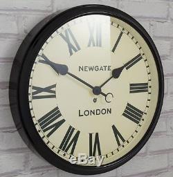 EXTRA LARGE Newgate Station Black Shabby Chic Retro Kitchen Vintage Wall Clock