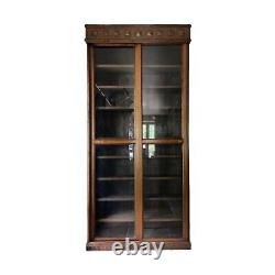 Early C20th Vintage Oak Library Bookcase Glazed Display China Cabinet Cupboard