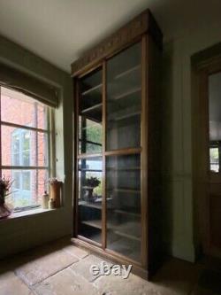 Early C20th Vintage Oak Library Bookcase Glazed Display China Cabinet Cupboard