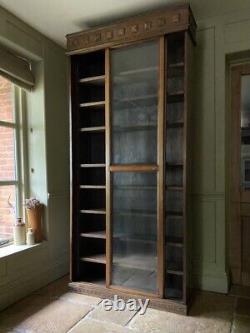 Early C20th Vintage Oak Library Bookcase Glazed Display China Cabinet Cupboard