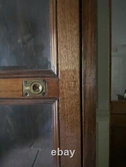 Early C20th Vintage Oak Library Bookcase Glazed Display China Cabinet Cupboard