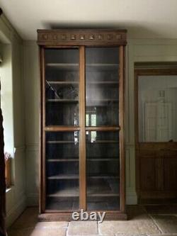 Early C20th Vintage Oak Library Bookcase Glazed Display China Cabinet Cupboard