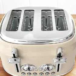 Elegant Cream Retro Kitchen Set Vintage Microwave, Kettle, and Toaster 2024
