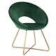 Emerald Green Modern Retro Accent Padded Velvet Donut Chair With Gold Metal Legs