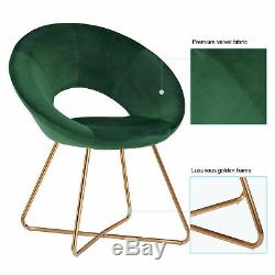 Emerald Green Modern Retro Accent Padded Velvet Donut Chair with Gold Metal Legs