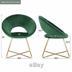 Emerald Green Modern Retro Accent Padded Velvet Donut Chair with Gold Metal Legs