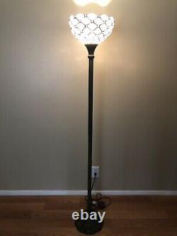 Enjoy Tiffany Style Floor Lamp Crystal Bean White Stained Glass Vintage 66H12W