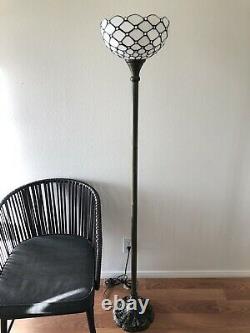 Enjoy Tiffany Style Floor Lamp Crystal Bean White Stained Glass Vintage 66H12W