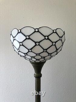 Enjoy Tiffany Style Floor Lamp Crystal Bean White Stained Glass Vintage 66H12W