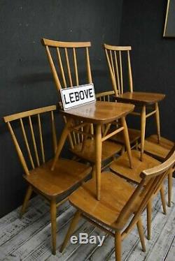 Ercol Chairs x 8 Blonde Vintage Model 391