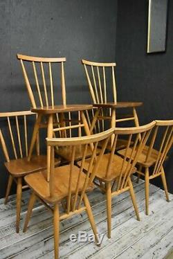 Ercol Chairs x 8 Blonde Vintage Model 391