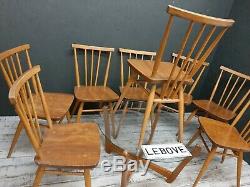 Ercol Chairs x 8 Blonde Vintage Model 391