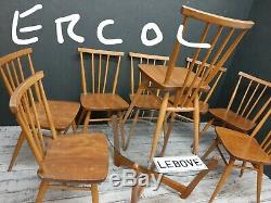 Ercol Chairs x 8 Blonde Vintage Model 391