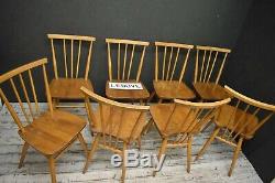 Ercol Chairs x 8 Blonde Vintage Model 391