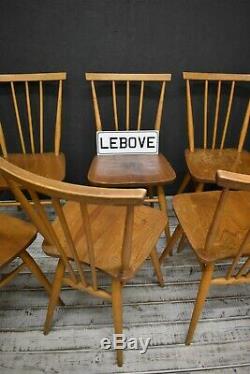 Ercol Chairs x 8 Blonde Vintage Model 391