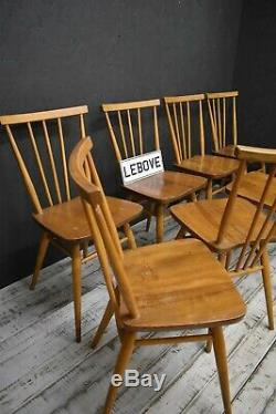 Ercol Chairs x 8 Blonde Vintage Model 391