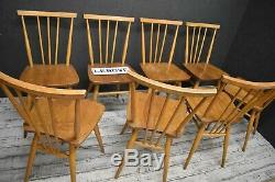 Ercol Chairs x 8 Blonde Vintage Model 391