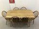 Ercol Dining Table And Chairs Blond Elm Plank Two Carvers Four Chairs Set