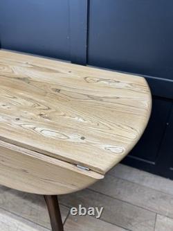 Ercol Elm Drop Leaf Dining Table / Vintage Retro Extending Round Kitchen Table