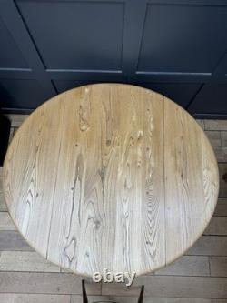 Ercol Elm Drop Leaf Dining Table / Vintage Retro Extending Round Kitchen Table