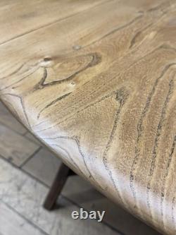 Ercol Elm Drop Leaf Dining Table / Vintage Retro Extending Round Kitchen Table