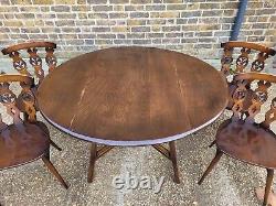 Ercol Retro Vintage Elm Drop Leaf Dining Table And Chairs