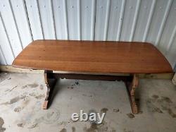 Ercol Vintage Retro Extra Large Wooden Refectory Dining Kitchen Table