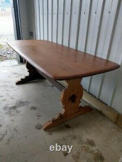 Ercol Vintage Retro Extra Large Wooden Refectory Dining Kitchen Table