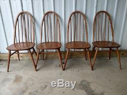 Ercol Vintage Retro Stunning Quaker Windsor 365 Dining Kitchen Chairs X 4