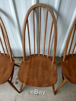 Ercol Vintage Retro Stunning Quaker Windsor 365 Dining Kitchen Chairs X 4