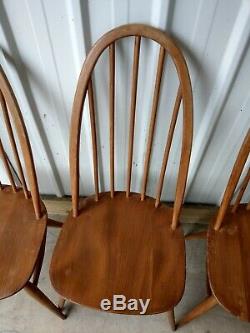 Ercol Vintage Retro Stunning Quaker Windsor 365 Dining Kitchen Chairs X 4