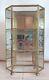 Etched Floral Glass & Brass Mirrored Curio Display Cabinet Table 10 T X 6 W