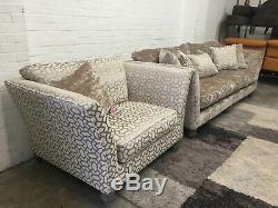 Ex Display/Showroom Vintage 4 Seater Sofa+ArmchairFeather Filled Back Cushions