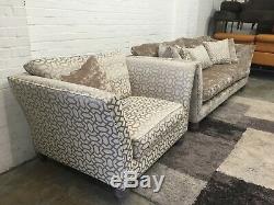 Ex Display/Showroom Vintage 4 Seater Sofa+ArmchairFeather Filled Back Cushions