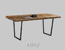 Extending Dining Table Calia Style Vintage Retro Industrial Reclaimed Plank Top
