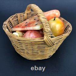 FAB Vintage Polished Stone Marble Fruit Basket Kitsch Retro Kitchen Mid Century