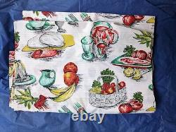 Fab Vintage 60s Barkcloth Curtain Fabric unused 91cm x 4.69 m Kitchen Food Retro