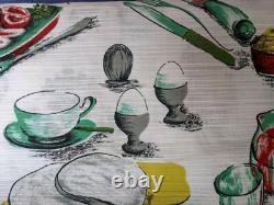 Fab Vintage 60s Barkcloth Curtain Fabric unused 91cm x 4.69 m Kitchen Food Retro