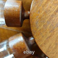 Fab Vintage Retro 1960s 1970s Danish Small Teak Wheel 12 Glass Jar Spice Rack