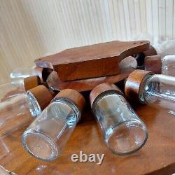 Fab Vintage Retro 1960s 1970s Danish Small Teak Wheel 12 Glass Jar Spice Rack