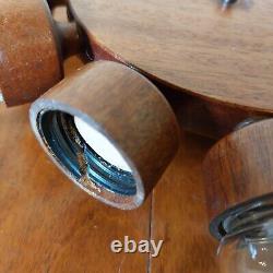 Fab Vintage Retro 1960s 1970s Danish Small Teak Wheel 12 Glass Jar Spice Rack